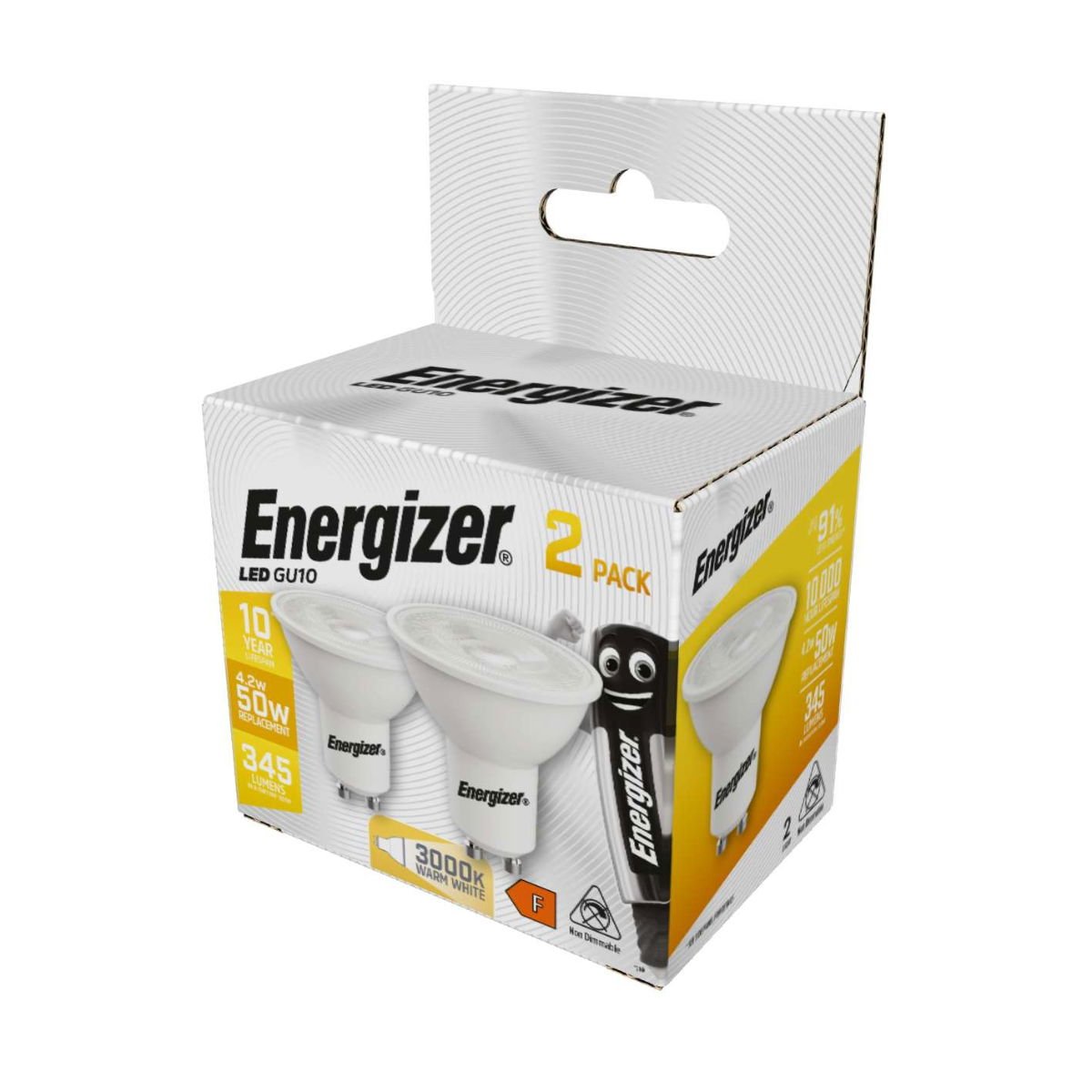 E-GIZER LED 4.2W (50W) GU10 2PACK 345 LUMENS