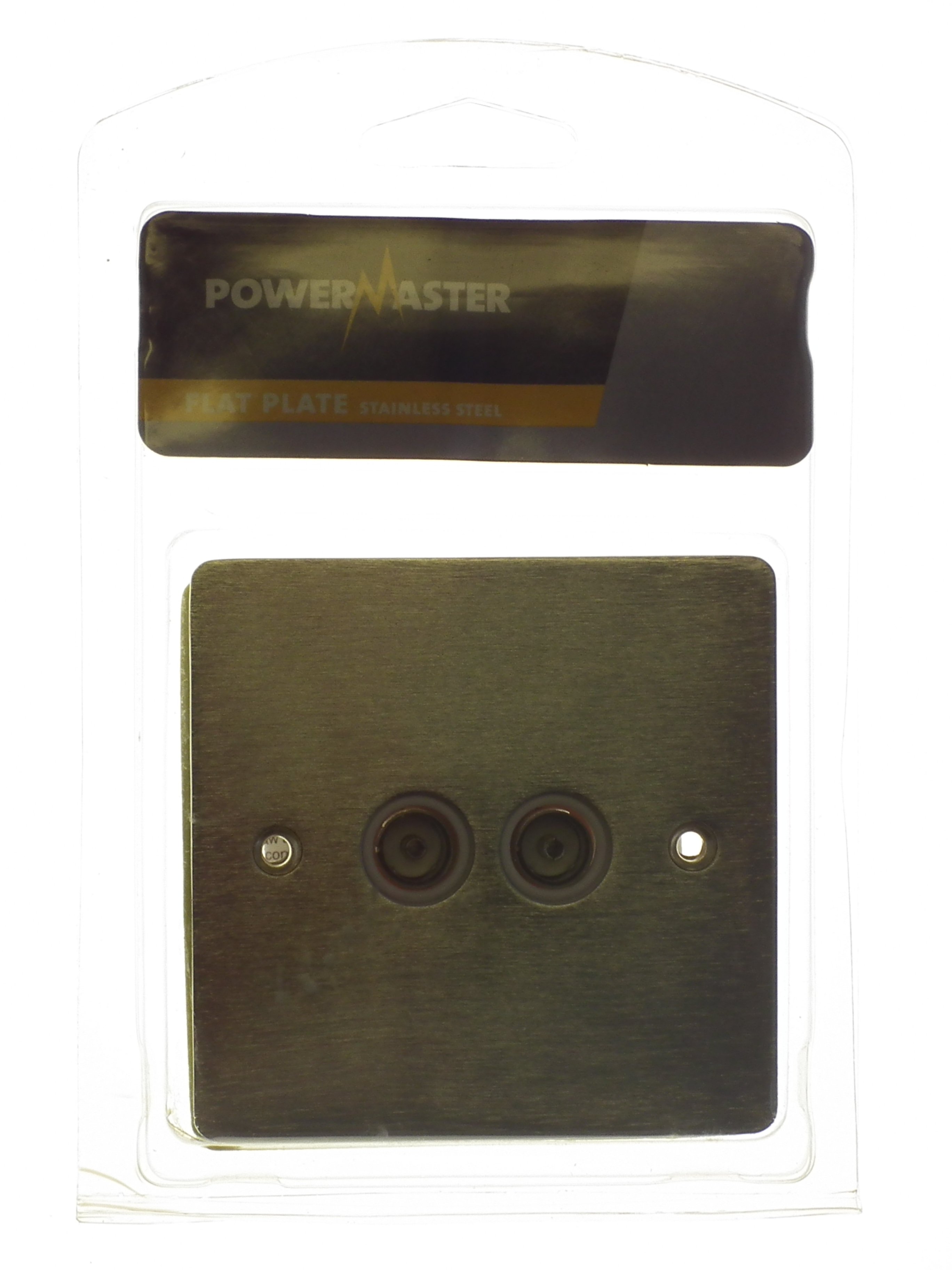 POWERMASTER BRUSHED STEEL 2 GANG TV COAXIAL SOCKET