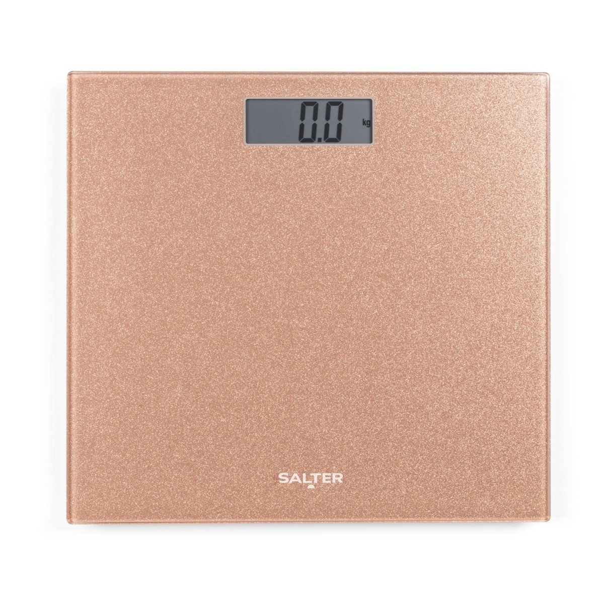 SALTER GLASS ELECTRONIC BATHROOM SCALE ROSE GOLD GLITTER